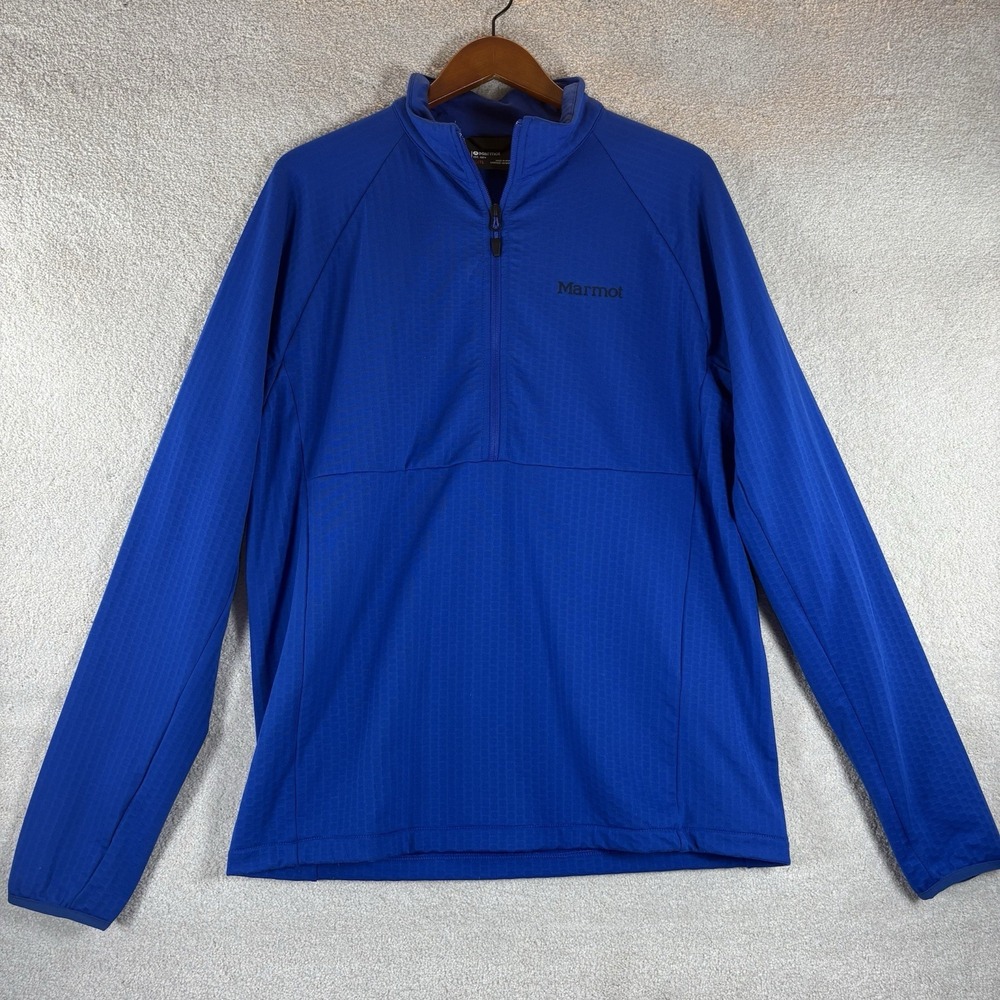 Marmot Leconte Fleece Pullover Size XL Blue 1/2 Zip Grid Stretch Gorpcore Hiking